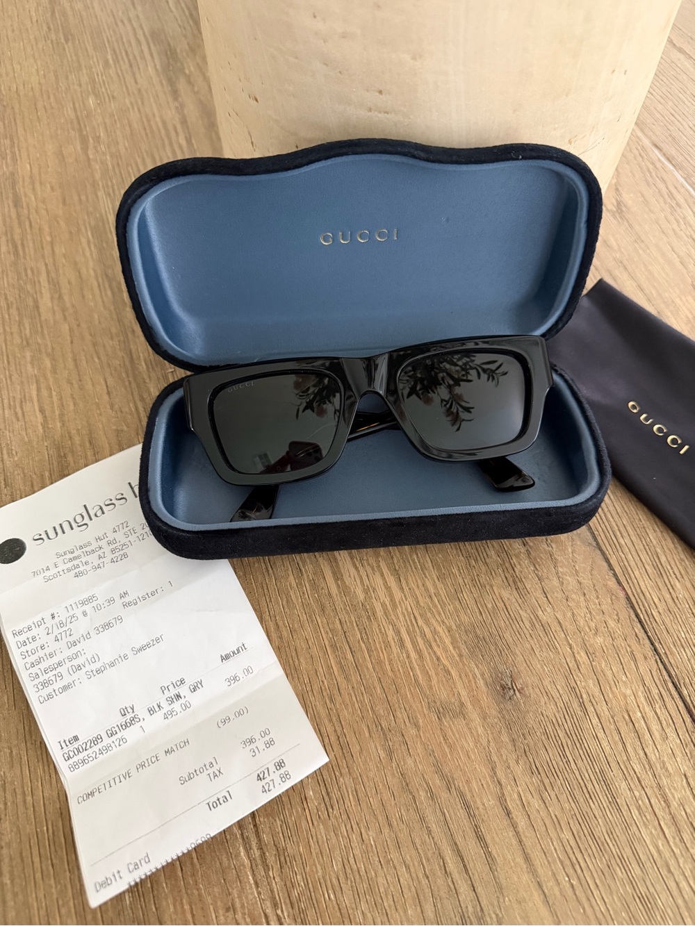 Gucci Black Rectangular Sunglasses